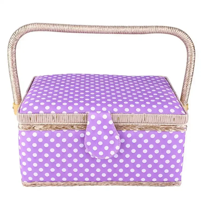 3 Colors Handmade Sewing Basket Household Fabric Craft Thread Needle Storage Box Organizer Flip Type Sewing Accessories