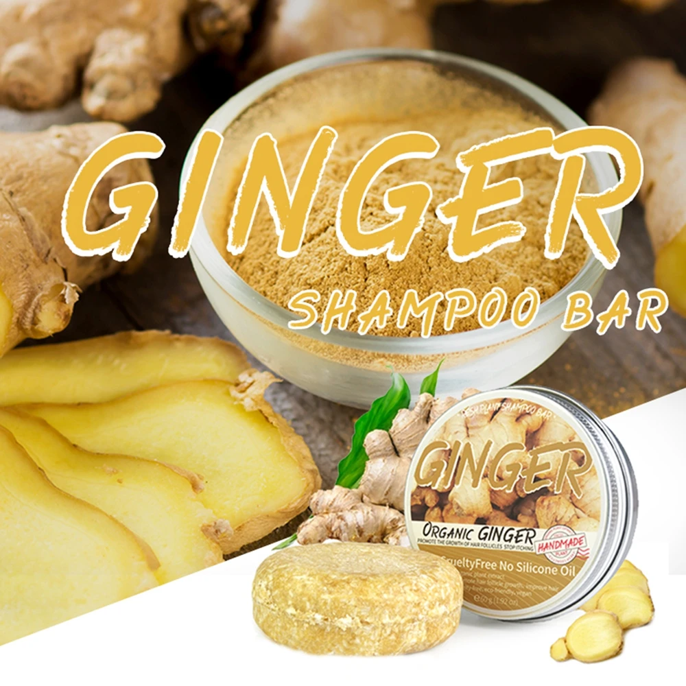 60g Ginger No Silicone Oil Hair Shampoo Soap Lavender Mint Anti-Dandruff Moisturizing Smooth Frizz Oil Control Dandruff Nourish