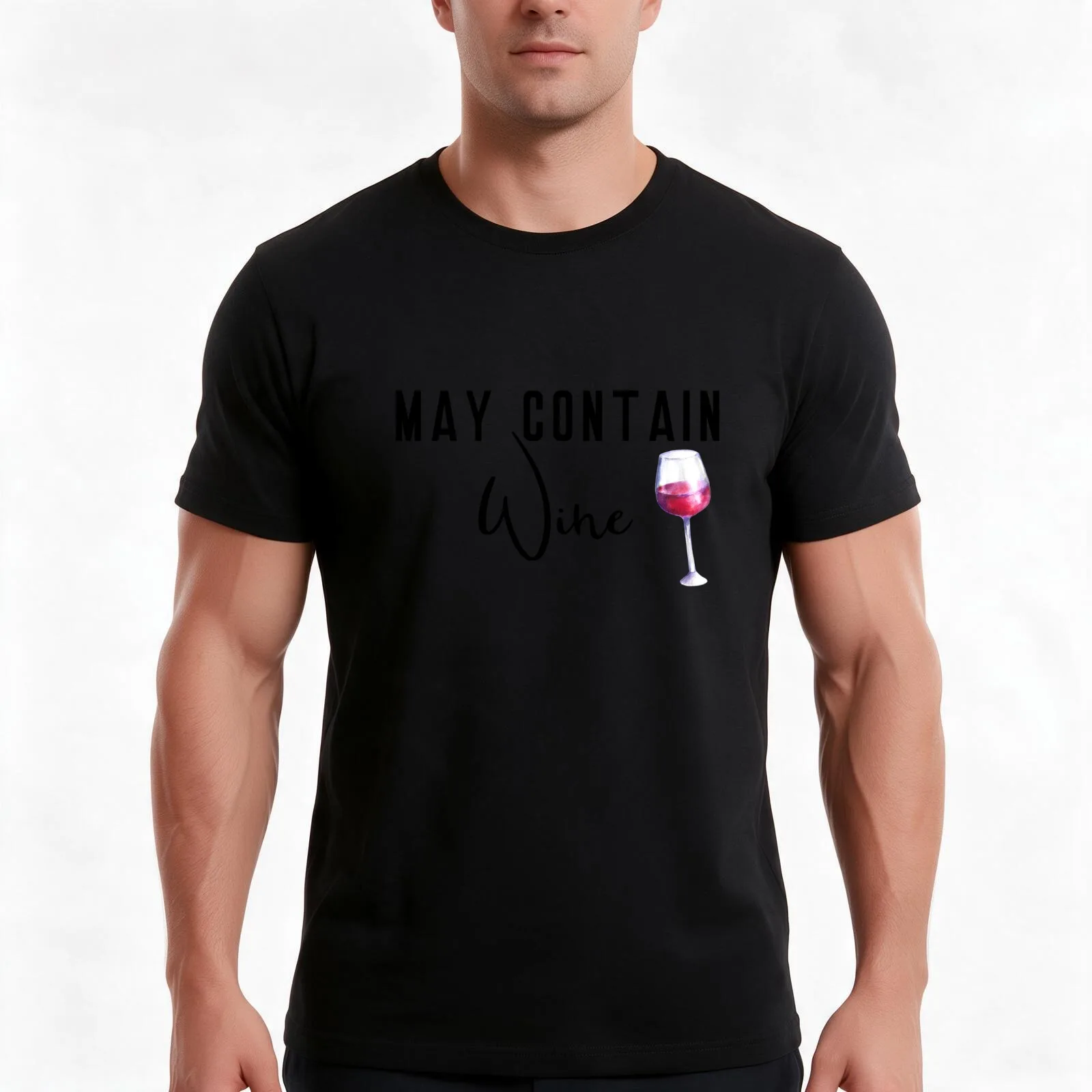 May Contain Wine Funny Wine Lover Saying T-Shirt, Summer Casual Cotton Tee, Oversized Streetwear Tops, Vintage Graphic Print