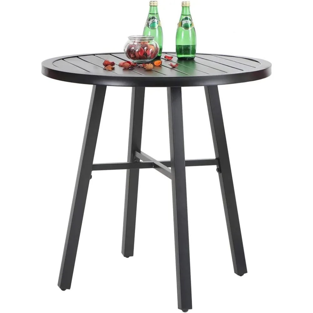 28 inch terrace table, outdoor round weather resistant metal bar table - black