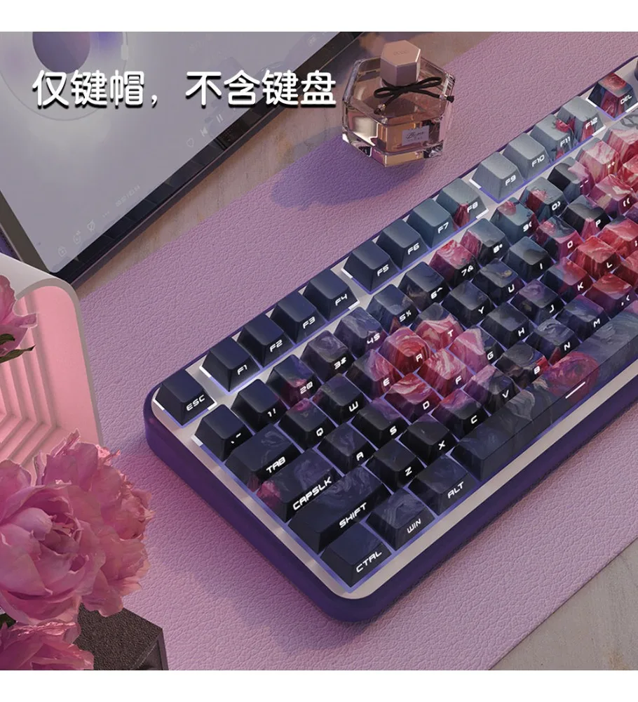 Oil painting theme keycap high value side engraving light transmission advanced sense PBT hot sublimation personalized