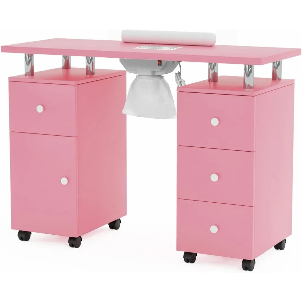 Manicure Table Nail Desk  , Nail Table Station w/Electric Dust Collector, Nail Makeup Beauty Salon Storage