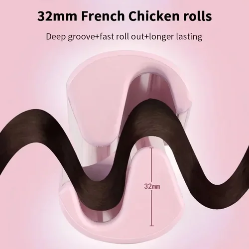 Imagen 2 del producto Rizador eléctrico de 32MM, herramienta de rizador de bobina de cordero automática, de larga duración, estilo francés, diseño giratorio antillama