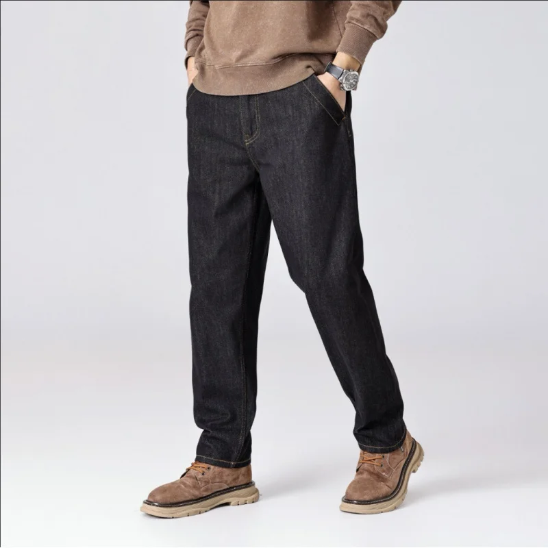 Fashionable Japanese style black jeans, men's loose and trendy street style multi pocket design, harem pants