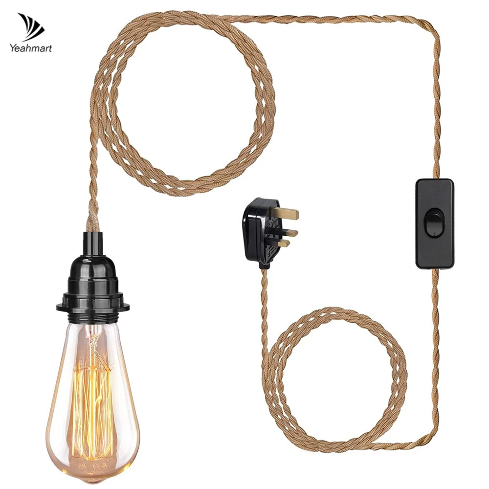 4.5/3.5M lampade a sospensione illuminazione a soffitto raccordo E27 portalampada Kit sospeso con cavo Plug-in corda di canapa lampade a sospensione