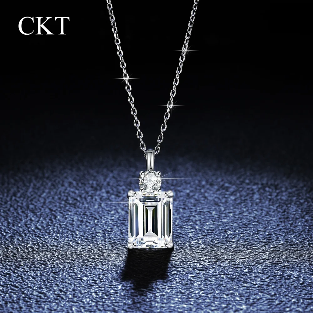 

Подвеска-колье CKT Platinum Pt950 VVS1 3EX D Color с изумрудной огранкой, 4 карата, из настоящих муассанитов, ювелирные изделия для свадьбы, GRA