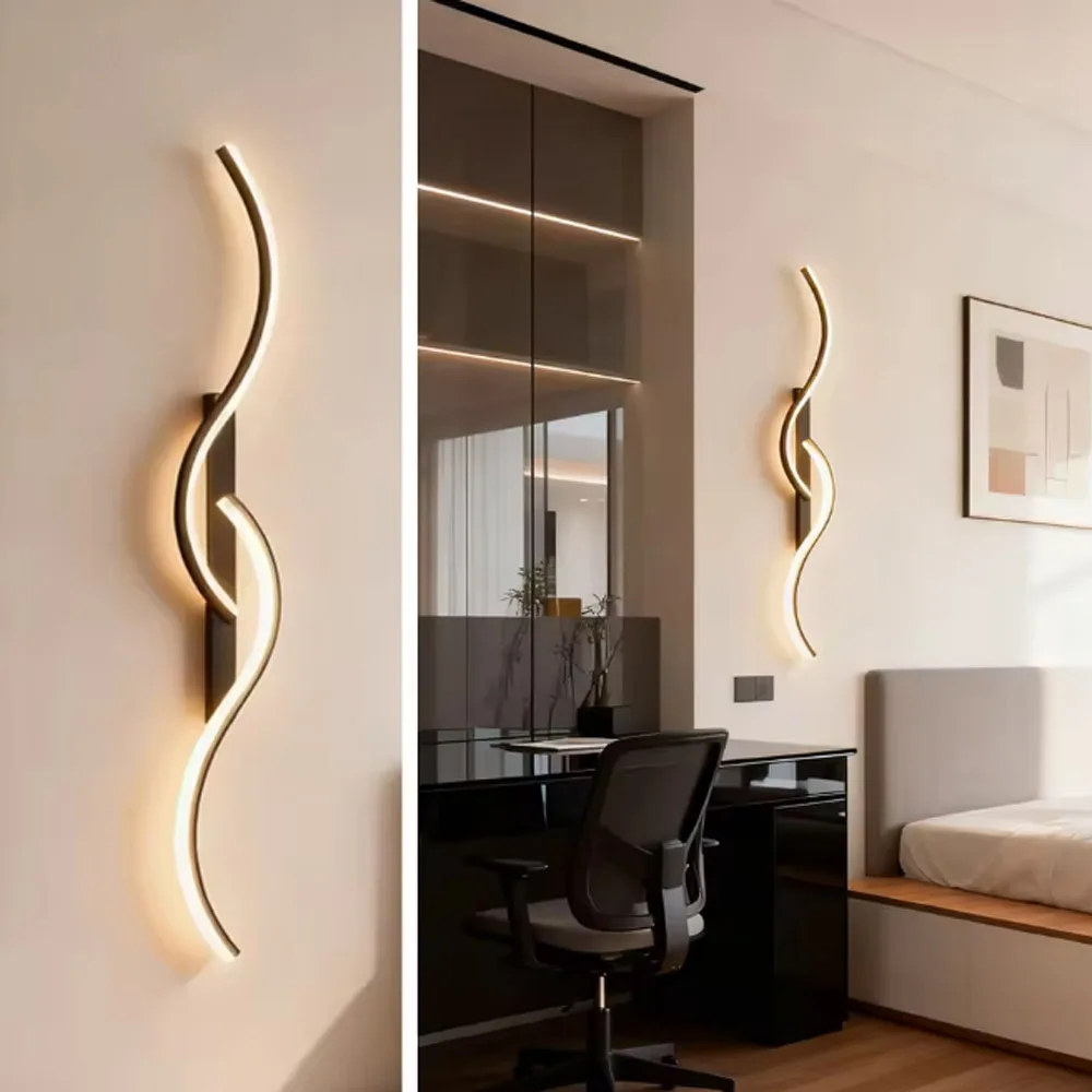 Modern LED Wall Sconces Long Strip DesignFor Living Room TV Feature Wall Hallway Stairwell Bedroom Dressing Room Interior Light