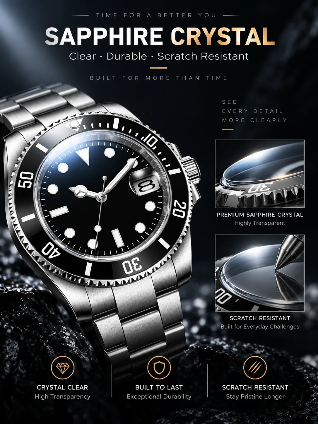 CORGEUT Custom Logo Automatic Watch Men NH35 Miyota Sapphire Crystal Ceramic Bezel 100M Waterproof Luminous Steel Wristwatch