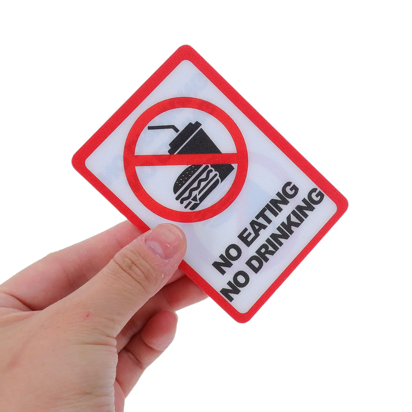 

12Pcs No Eating Drinking Sticker Self Adhesive Warning Decal for Factory Workshop Office Library Safety Sign