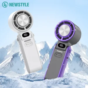 Mini Handheld Turbo Cooling Fan High-speed Cold Air 3600mAh USB Rechargeable Cold Compress Fan Foldable Portables Desktop Fan