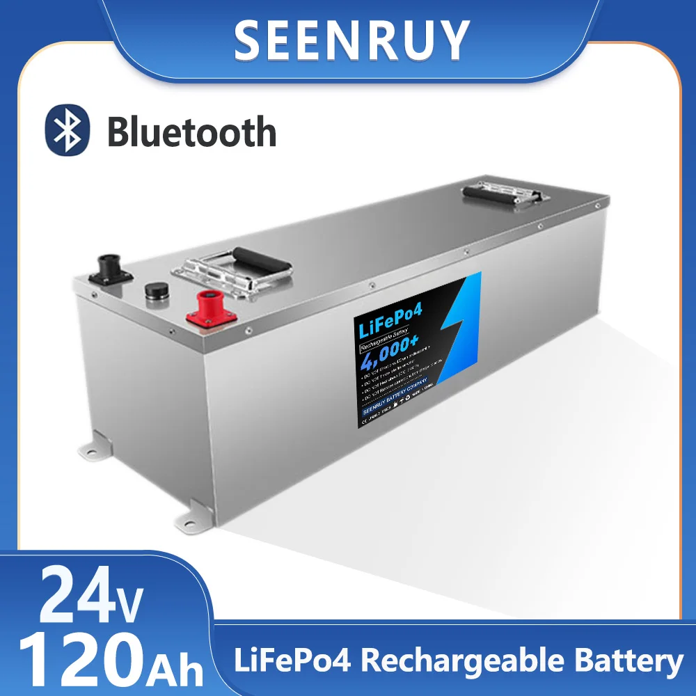 

24v 120AH LiFepo4 Battery Pack Lithium Iron Phosphate Deep Cycle Optional Bluetooth BMS Perfect for RV Yacht and speedboat