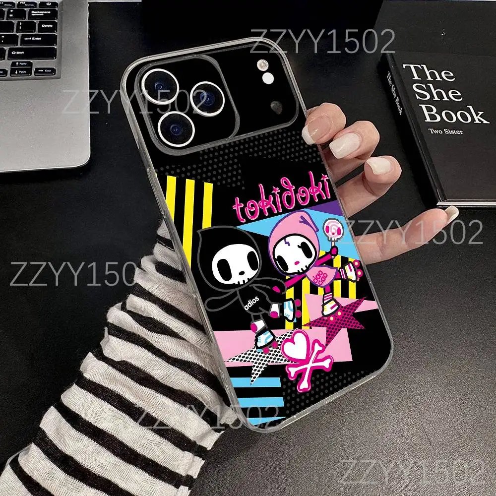 حافظة هاتف T-Tokidokis اليابانية على الموضة لهواتف iPhone 17,16,15,14,13,12,11 Pro,Max,Plus,X,XS,XR,SE4,E Mini شفافة ناعمة
