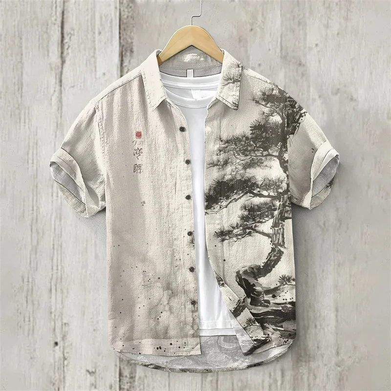 New fashion shirt 3D printed casual retro flower oversized Hawaiian beach shirt short sleeved