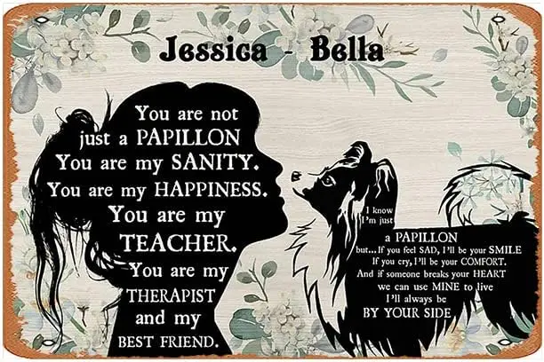 Vintage Tin Sign Movie Poster Papillon Girl Therapist Best Friend Personalized Poster – Animal Wall Art – Gift For Dog Lover Dog