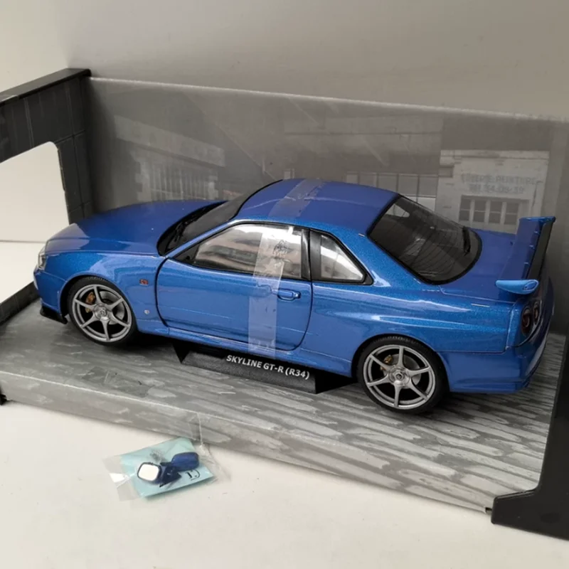 Solido 1/18 مقياس SKYLINE GT-R R34 سبيكة سيارة نموذج مجموعة ثابتة زينت هدايا العيد اللعب هدية تذكارية #3