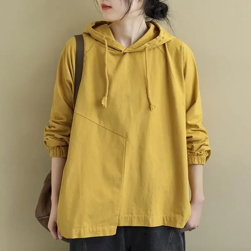 

Повседневные толстовки большого размера, женский пуловер с капюшоном и длинными рукавами, корейская свободная ветровка, пальто, модные трендовые женские топы, новинка весны