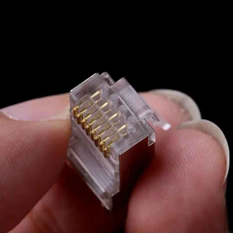 781E RJ45 CAT6 Shielded Connector End Pass Through Gold Plated Ethernet Modular Plug,10Pcs