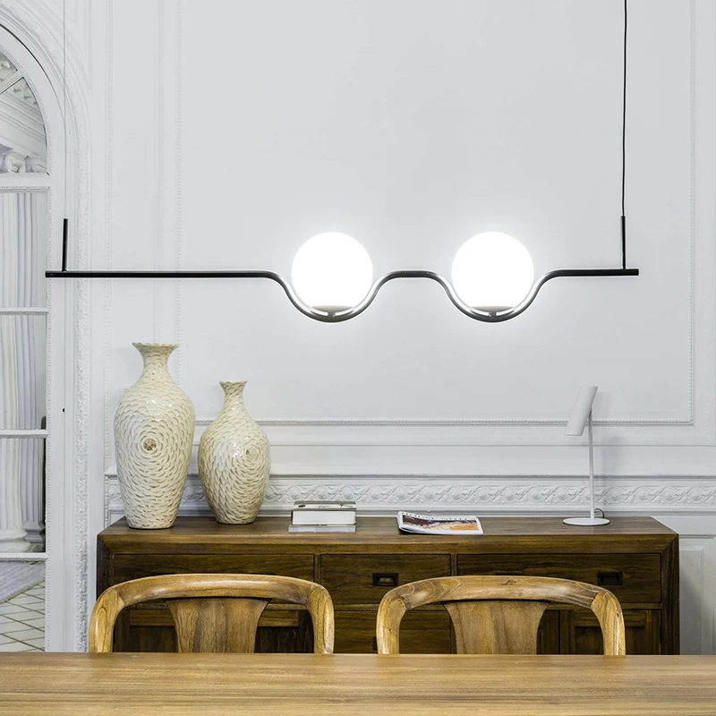 

Long restaurant chandelier Modern minimalist Nordic sales department Minimalist creative light luxury designer Art bar lamp