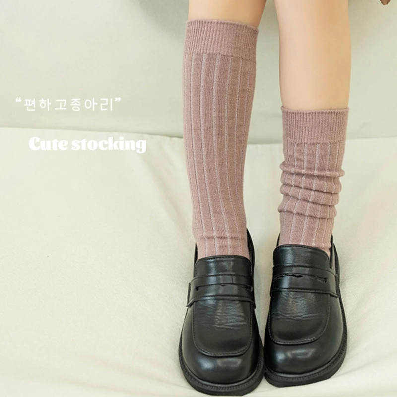 

Breathable Terry Loop Hosiery Socks for Girls School Kids Warm Cotton Knee High Socks Stretchy Casual Socks for Autumn Winter