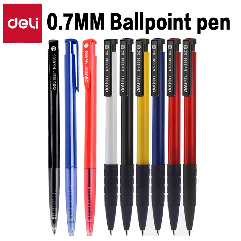 

Deli 0,7 мм шариковая ручка с кнопкой, гладкое письмо, многоразовые черные, синие гелевые ручки для офиса, школы, канцелярские товары, оптовая продажа