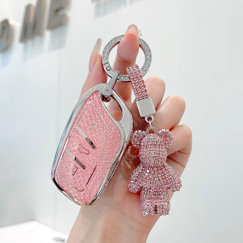 Diamond Pink Style for MG ZS HS GT MG4 MG5 MG6 Plus VE ZX EHS EZS 2022 2023 2024 Remote Smart Car Key Case Cover Fob Accessories