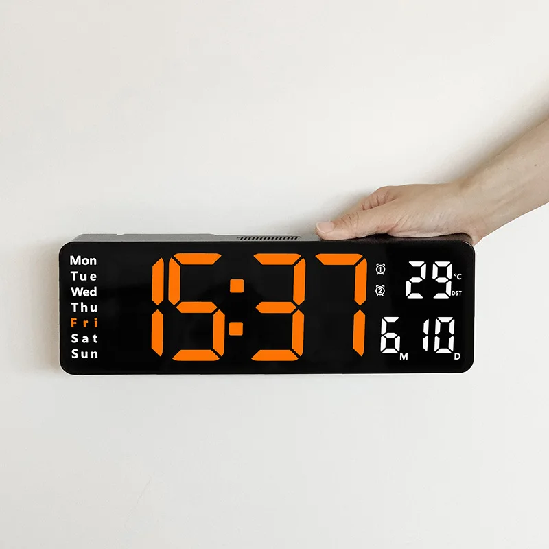 

13inch Large LED Digital Wall Clock Remote Control Temp Date Week Display Memory Table Wall-mounted Electronic Alarms Clocks