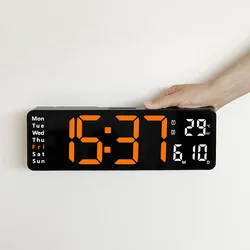 13inch Large LED Digital Wall Clock Remote Control Temp Date Week Display Memory Table Wall-mounted Electronic Alarms Clocks