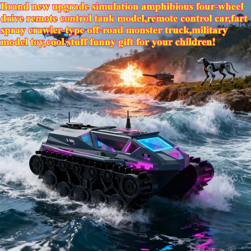 

Cool Stuff Toy Tank Funny Gift-Kawai Amphibious 4WD Rc Tank Model,Climbing Off-road Rc Cars,Robot Chassis Rc Truck,Toys for Kids