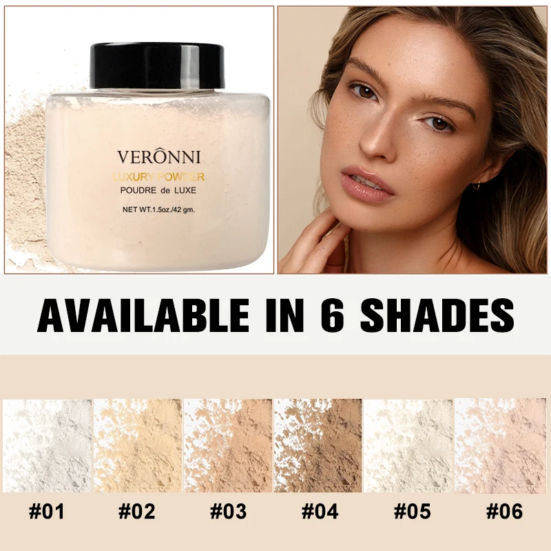 بودرة فاخرة مكونة من 6 ألوان، كريم أساس للوجه للنساء، زجاجة مسحوق الموز، بودرة سائبة أصلية للتحكم في الزيت، أدوات فنية للمكياج التجميلية #5