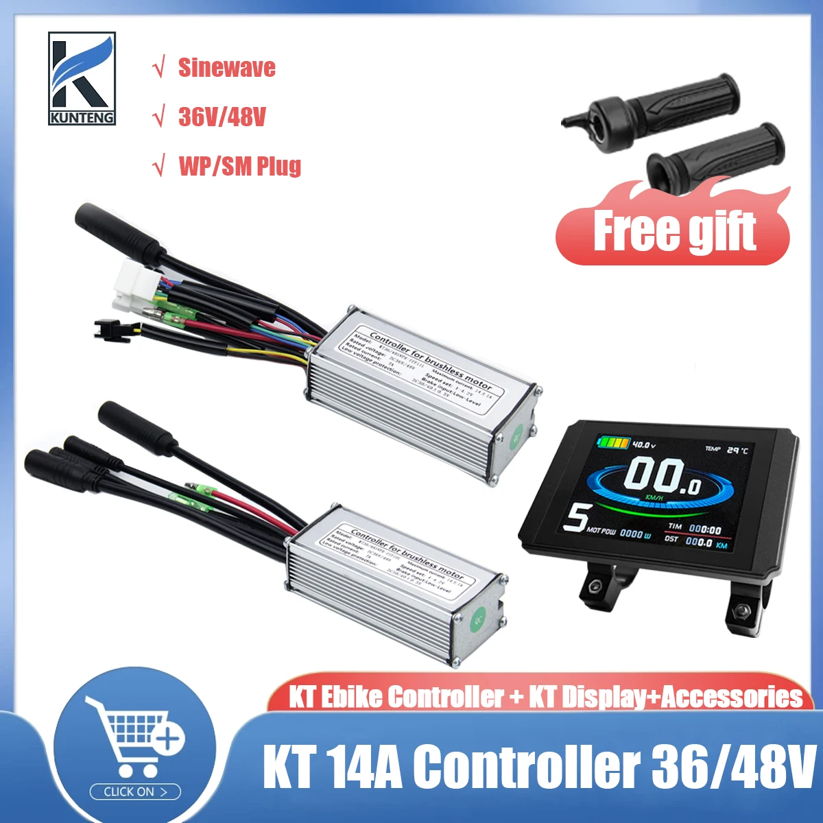 36v-48v-electric-bike-kt-controller-14a-sine-wave-controller-250w-sm-waterproof-bicycle-accessories-kt-new-displays