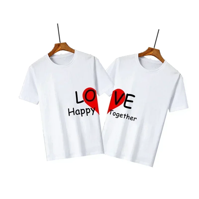 Man Women Summer Y2k T-shirt LOVE Print Couple Short Sleeved Casual Tees Clothing Loose Pure Cotton Soft Top