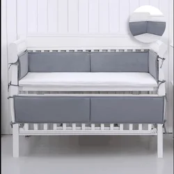 Solid Color Crib Bed Fence Heightening Anti-Collision Baby Bedding Solid Color Crib Fence Guardrail Thickened Soft Bag