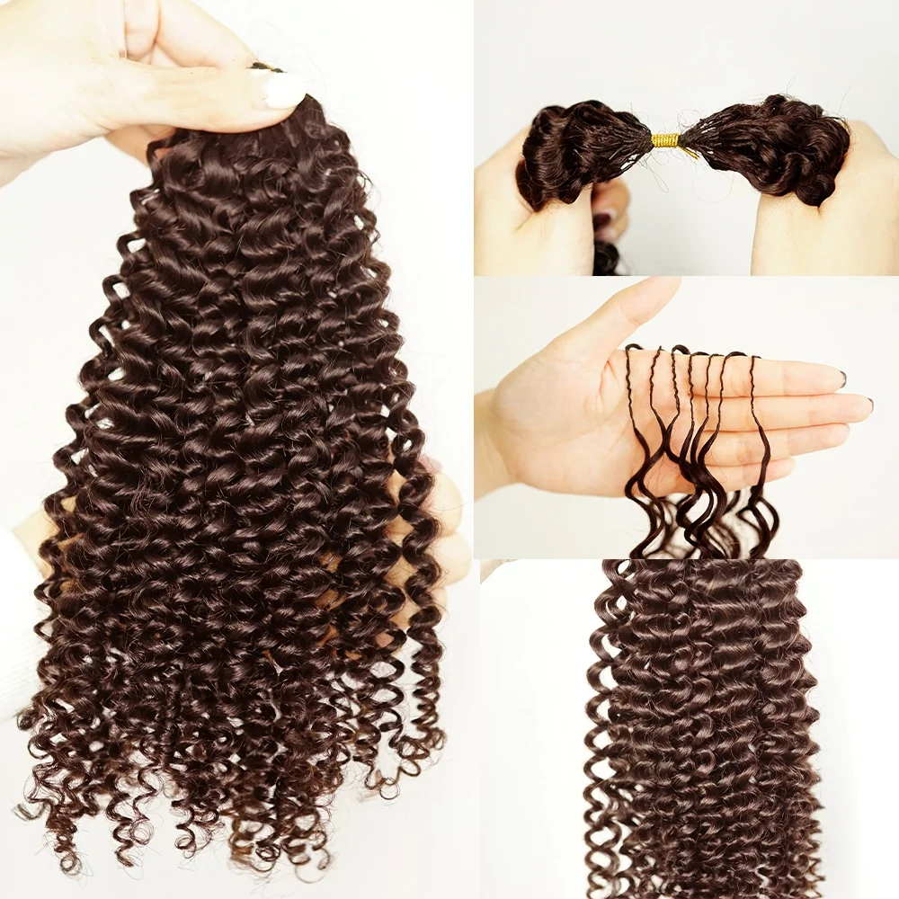 

Pre Separated Crochet Hair Extensions Human Hair Deep Wave Bundles Knotless Chocolate Brown Crochet Human Hair Curly for Women