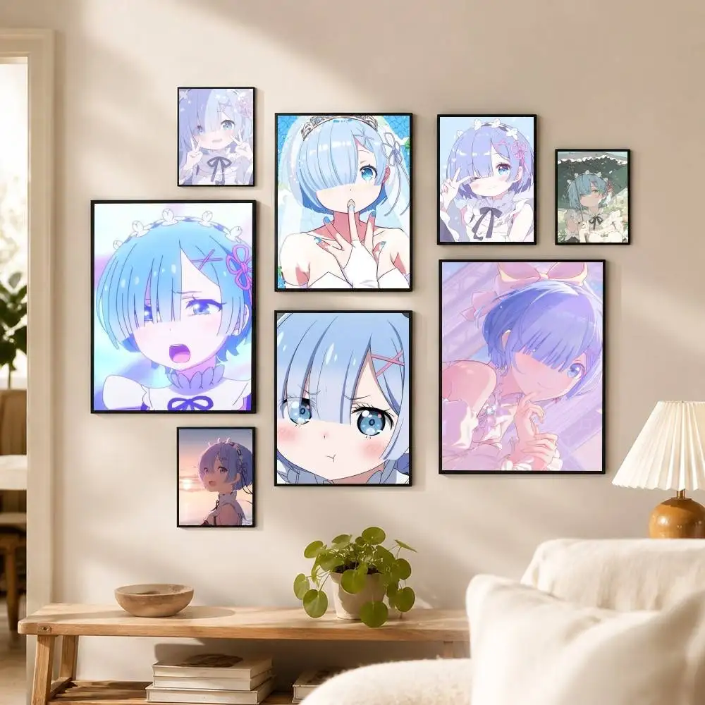 Anime Re Zero R-Rem Poster Waterproof Wall Art Sticker For Bar Living Room Vintage Decor High Quality Print Gift