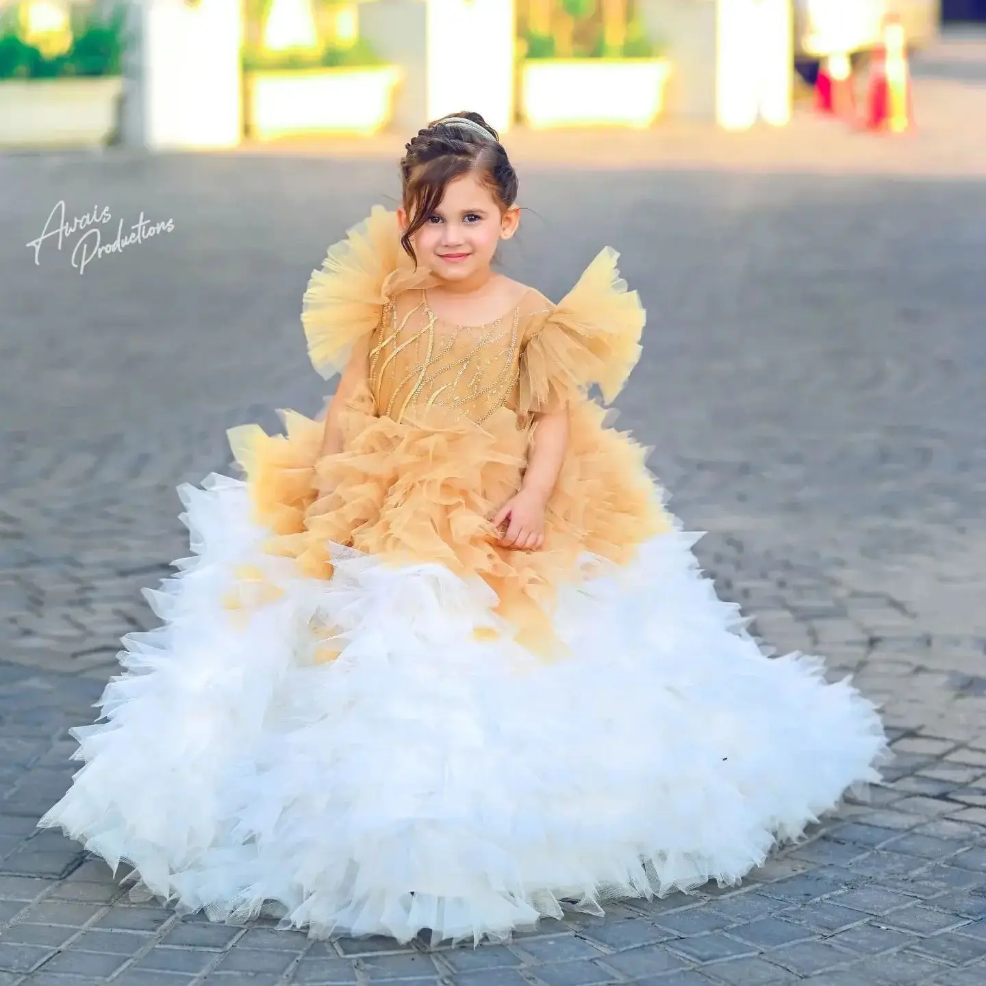 Glamorous Ball Gown Flower Girl Dresses Tiered Ruffles Kids Birthday Pageant Gowns Glitter Sequins Children Photoshoot Dresses