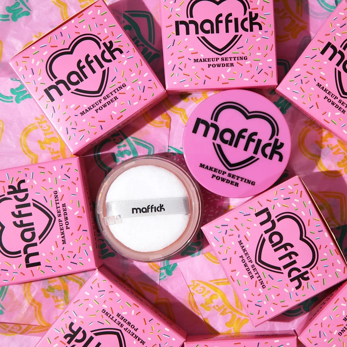MAFFICK Cute Girl Setting Loose Powder Waterproof Oil Control Long Lasting Fine Face Makeup for Christmas & Valentines Day Gift