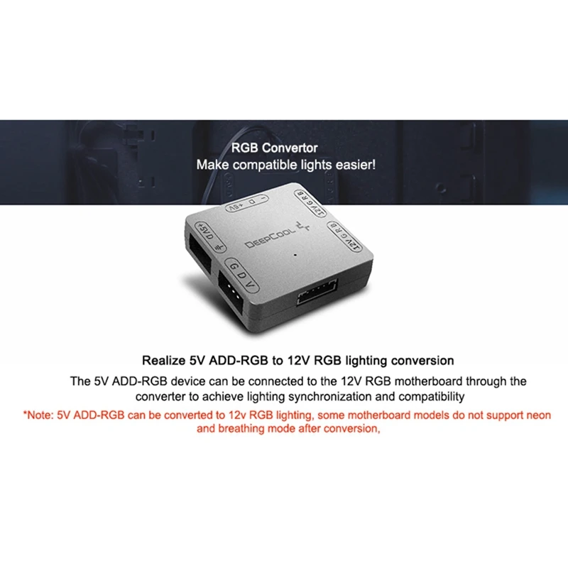 DEEPCOOL RGB Convertor 5V to 12V RGB Transfer Hub SATA Interface Magnet Installation for RGB 3PIN M/B ASUS Gigabyte