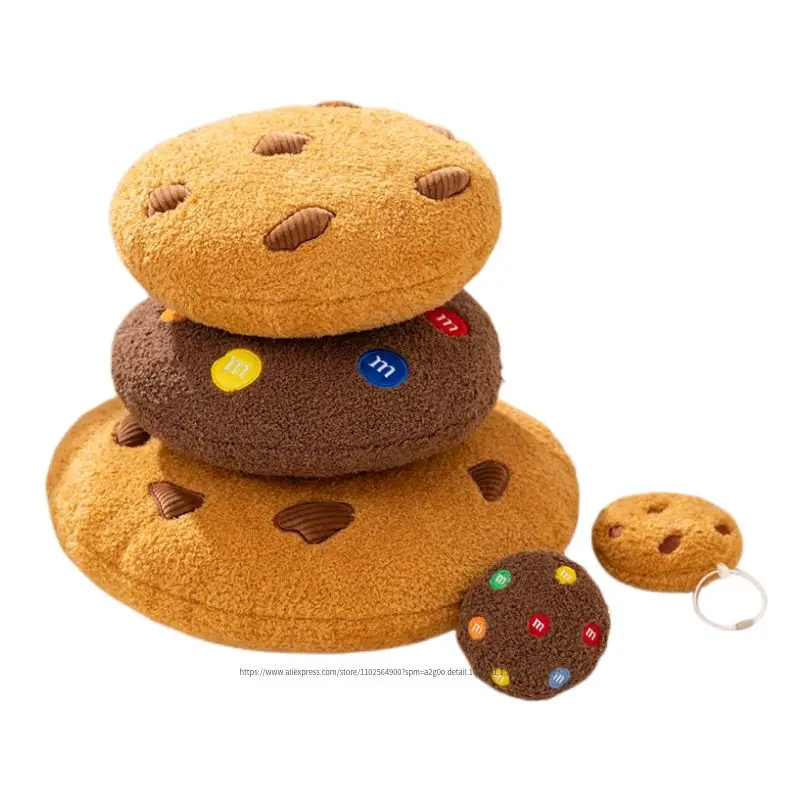 

Creative Cookies Pillows Round Shape Chocolate Biscuits Stuffed Plush Toys Realistic Food Snack Seat Cushion Plushie Props Gifts