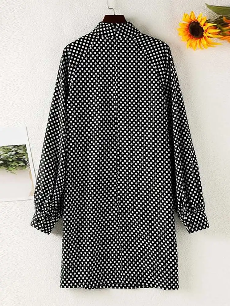 ZANZEA Fashion OL Bohemian Dress Summer Women Puff Sleeve Sundress Casual Polka Dot Knee Vestido Party Holiday Turtleneck Robe