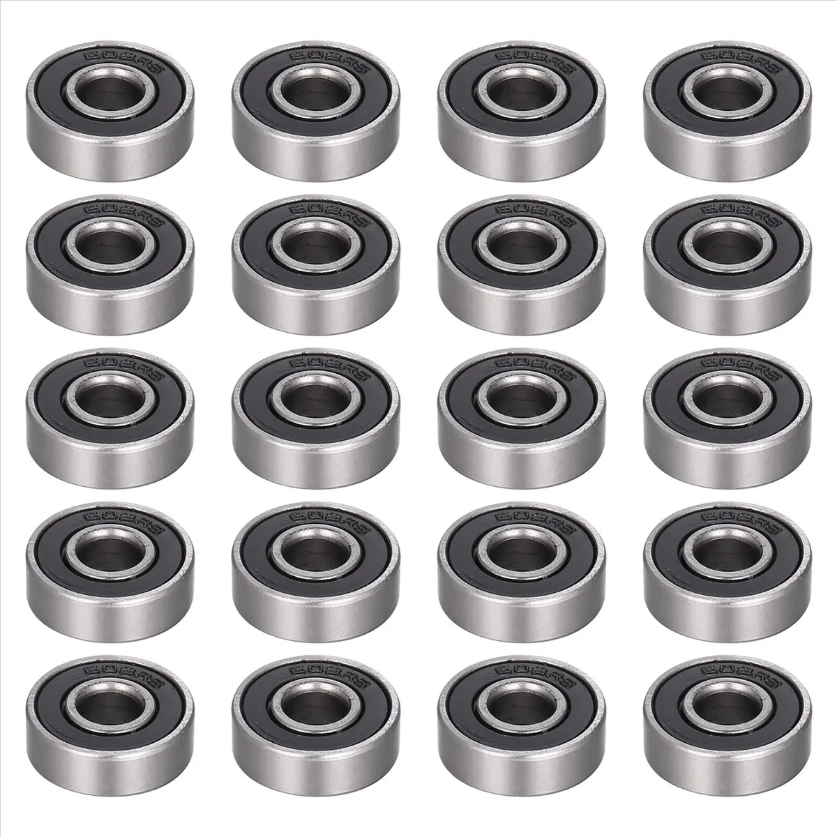 Fits for 20 Pack 608- Ball Bearing - Double Rubber Sealed Miniature Deep Groove Ball Bearings for Skateboards, Inline Skates, Sc