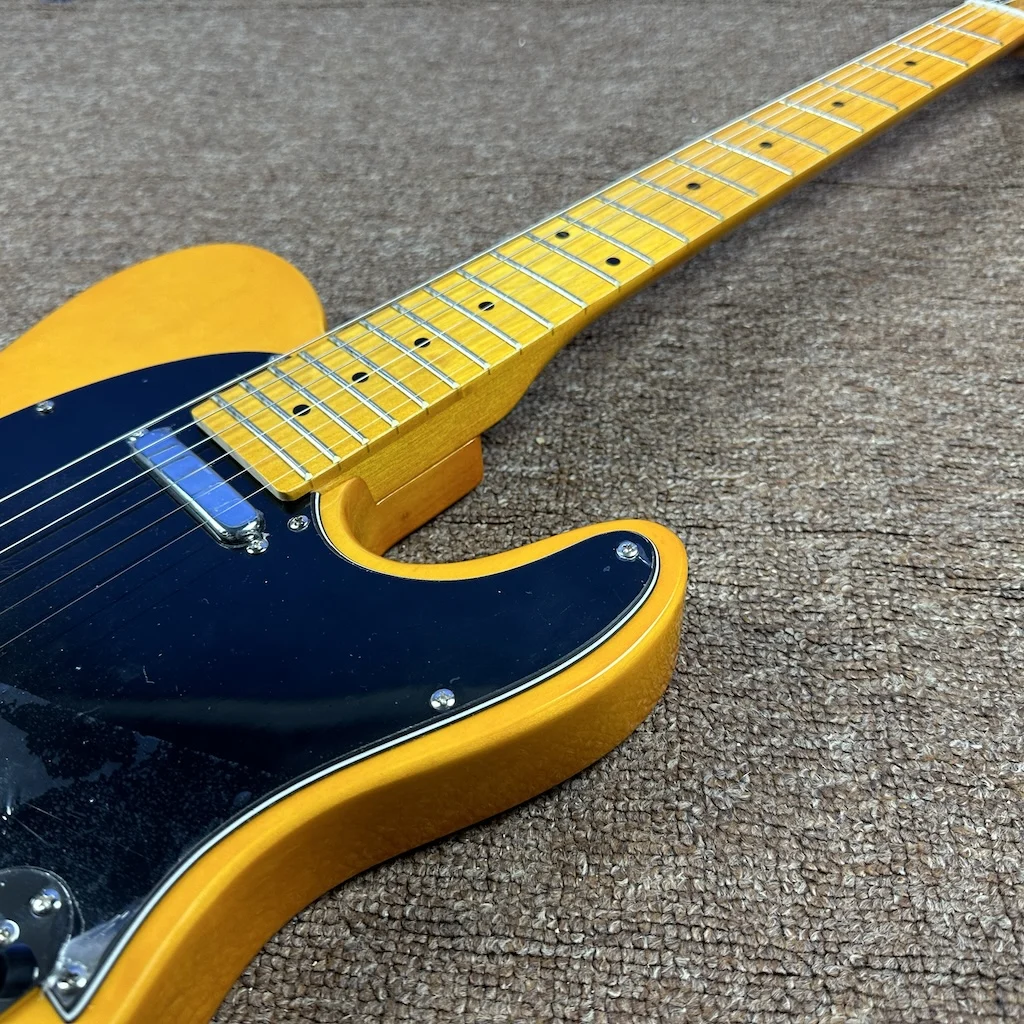 Tersedia gitar listrik kualitas tinggi kuning baru dengan fingerboard maple, gitar perangkat keras krom pengiriman cepat