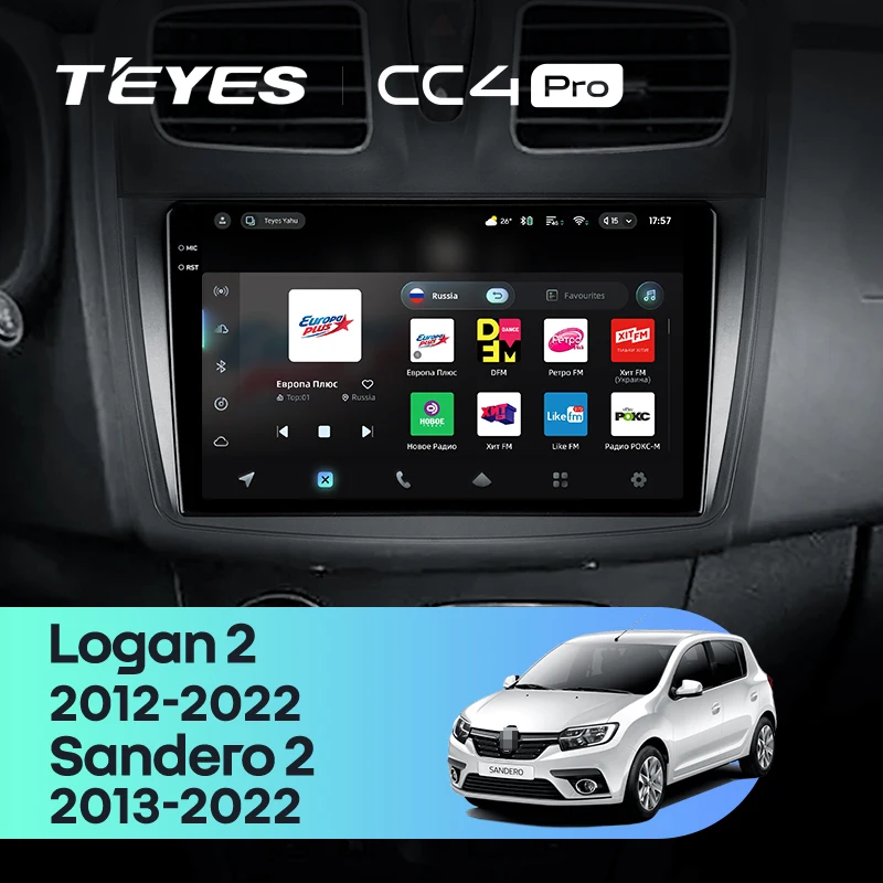 TEYES CC4 PRO For Renault Logan 2 2012 - 2022 Sandero 2 2013 - 2022 CarPlay Android Auto 2DIN Autoradio Radio Multimedia Stereo