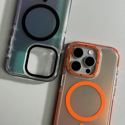 Non-slip Laser Wireless Charging for MagSafe Phone Case for iPhone 17 16Pro Max 15 16 Pro 13 14 12 Metal Lens Protective Cover