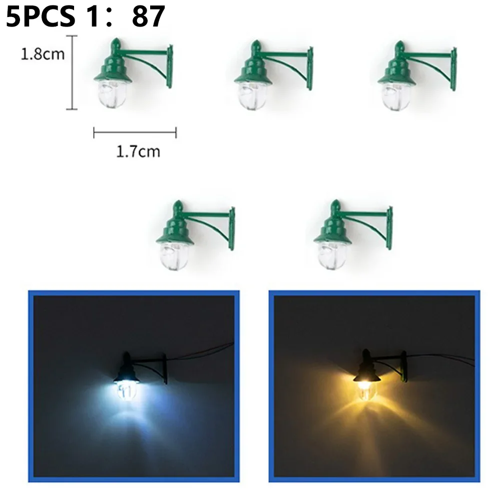 5pcs Wall Lights White/warm White HO Scale Railway Train Lamp Warm White 3V/12V LED Street Light Sand Table Model Garden Decor