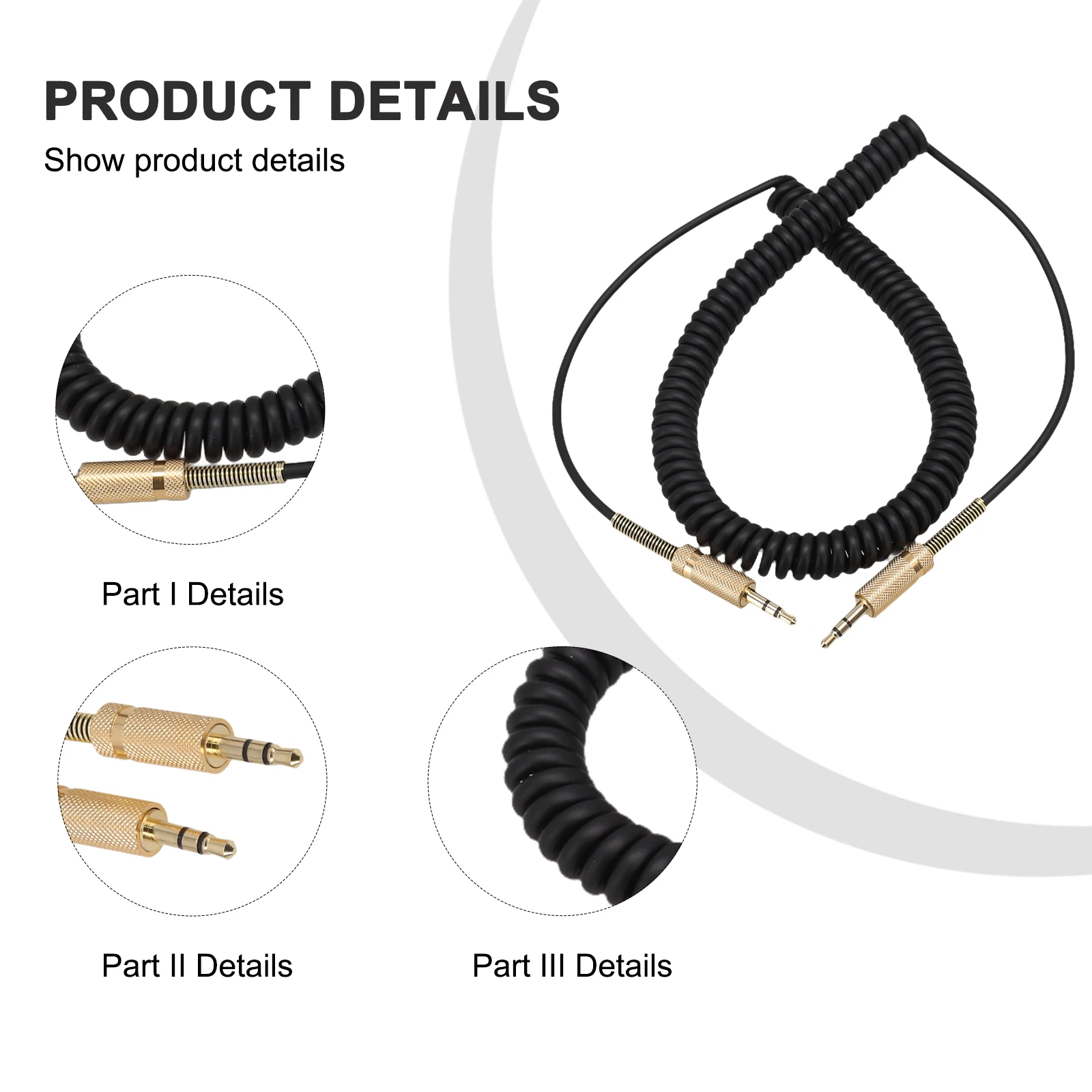 OFC Replacement Spring Coiled Aux 3.5mm Cable Extension Cord For S135i S315i S715i S-0001 Pure-Fi Anywhere 2 Speaker     New