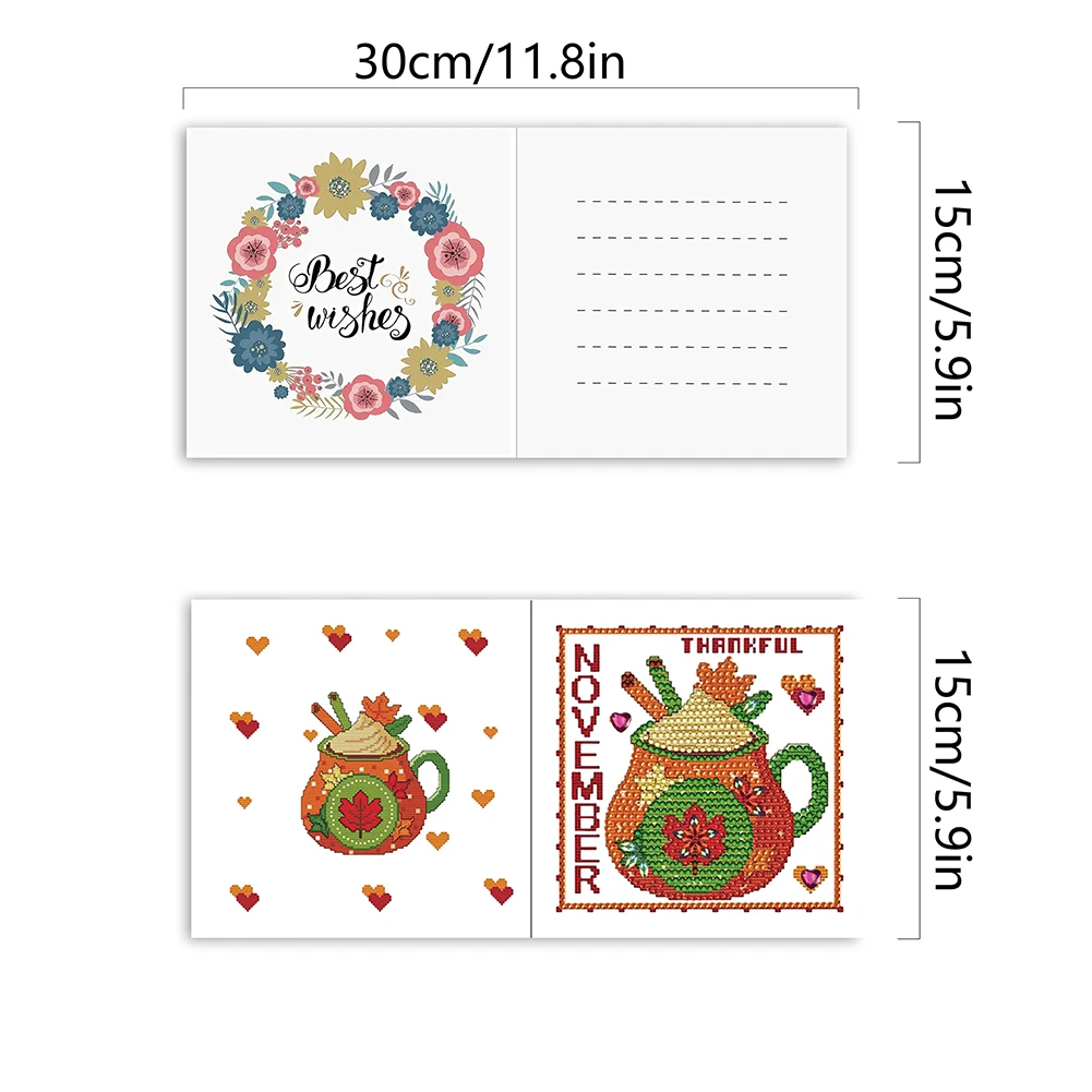 

12pcs DIY Calendar Diamond Painting Greeting Card Set Diamond Art Greeting Cards for Living Room Bedroom Office Desk