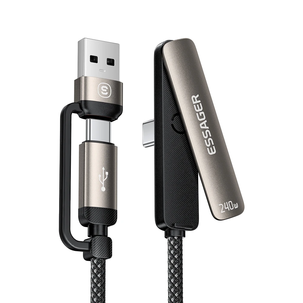 Essager 2-in-1 240W USB-C-Kabel mit Telefonständer für iPhone 17 16 Pro Max iPad Typ-C-Kabel für Macbook Xiaomi Samsung S25
