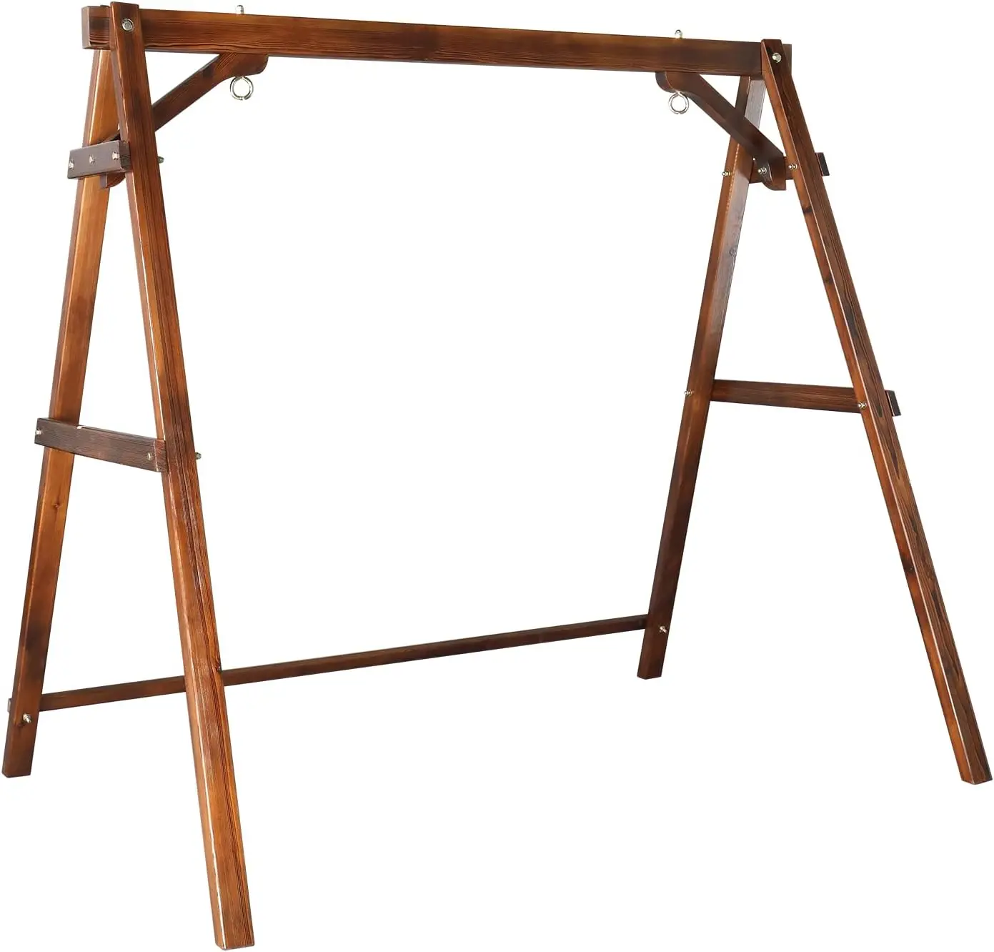 Wooden A-Frame Swing Stand for Patio, Garden & Yard, Rustic Color, 660 LBS Capacity with Stability Bar