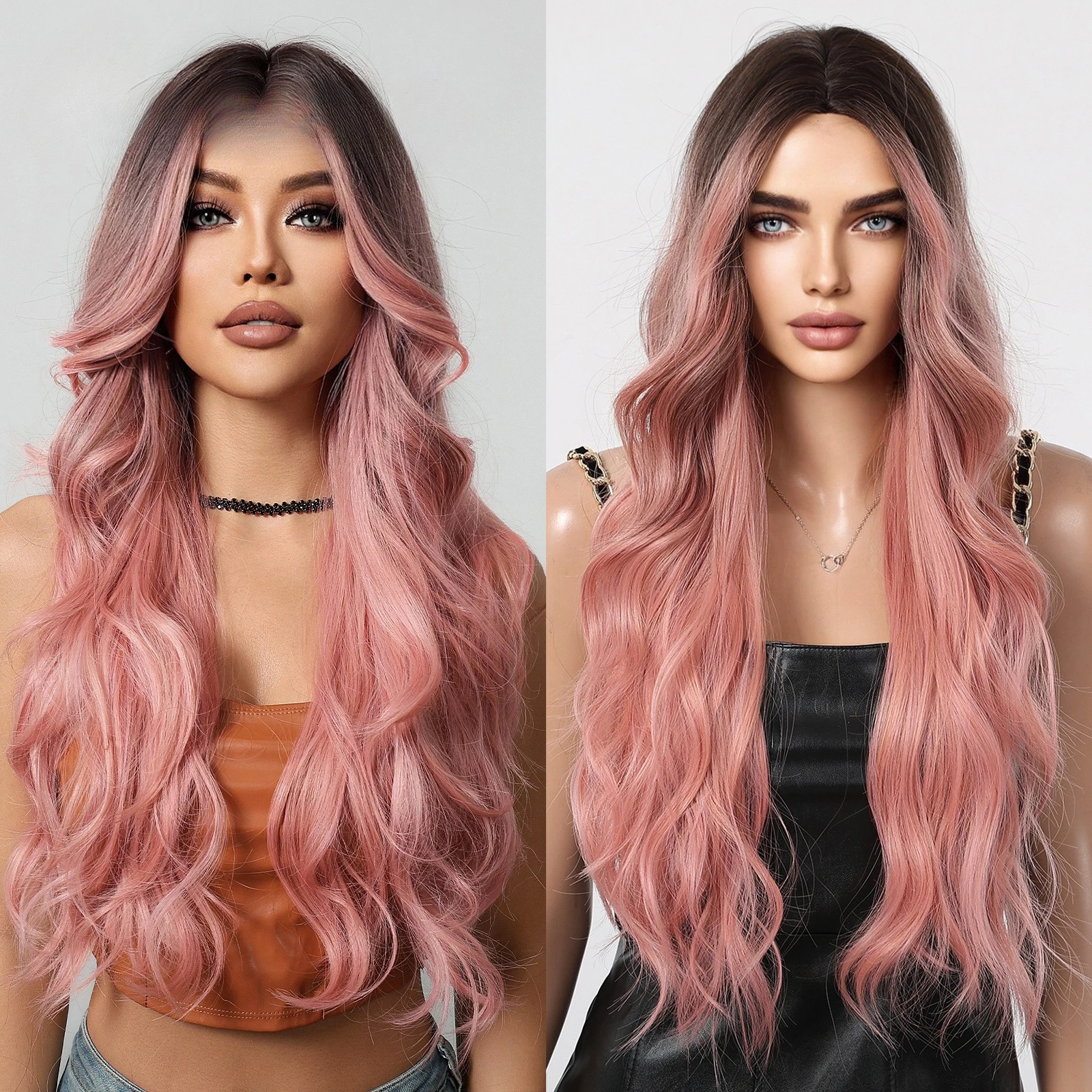 

Wig cos powder version Siamese cat medium universal gradual change long curly synthetic