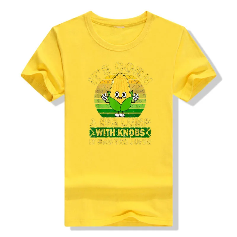 Retro Funny Corn - It Has The Juice It’s Corn T-Shirt Funny Corn-Lovers Gardening Planting Aesthetic Clothes Graphic Tee Tops